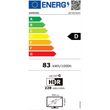 Samsung Smart Τηλεόραση 75" 4K UHD QLED QE75Q70DATXXH HDR (2024)